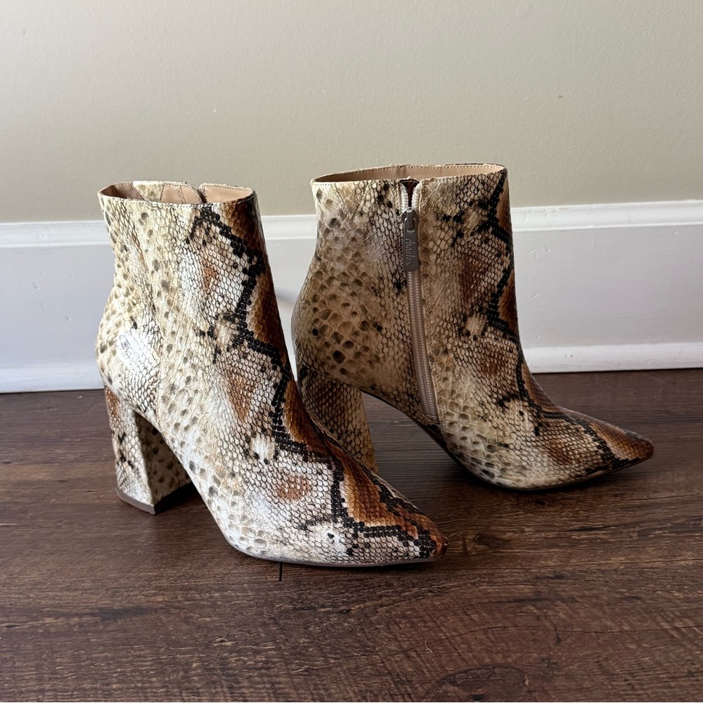 Charles David Snakeskin Ankle Boots